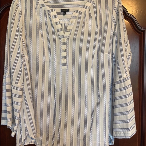 Talbots blouse. 2XP. White and Blue Stripe. - Picture 3 of 8